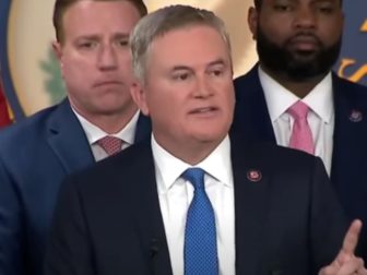 Rep. James Comer from Kentucky discusses the Biden family's business dealings during a press conference.