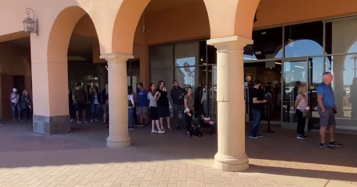 A glimpse at just a fraction of a very long line to vote in Anthem, Arizona.