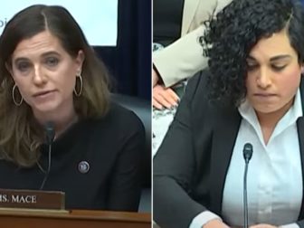 South Carolina Republican Rep. Nancy Mace, left, questions left-wing transgender activist Alejandra Caraballo during a House Oversight Committee hearing on Tuesday.