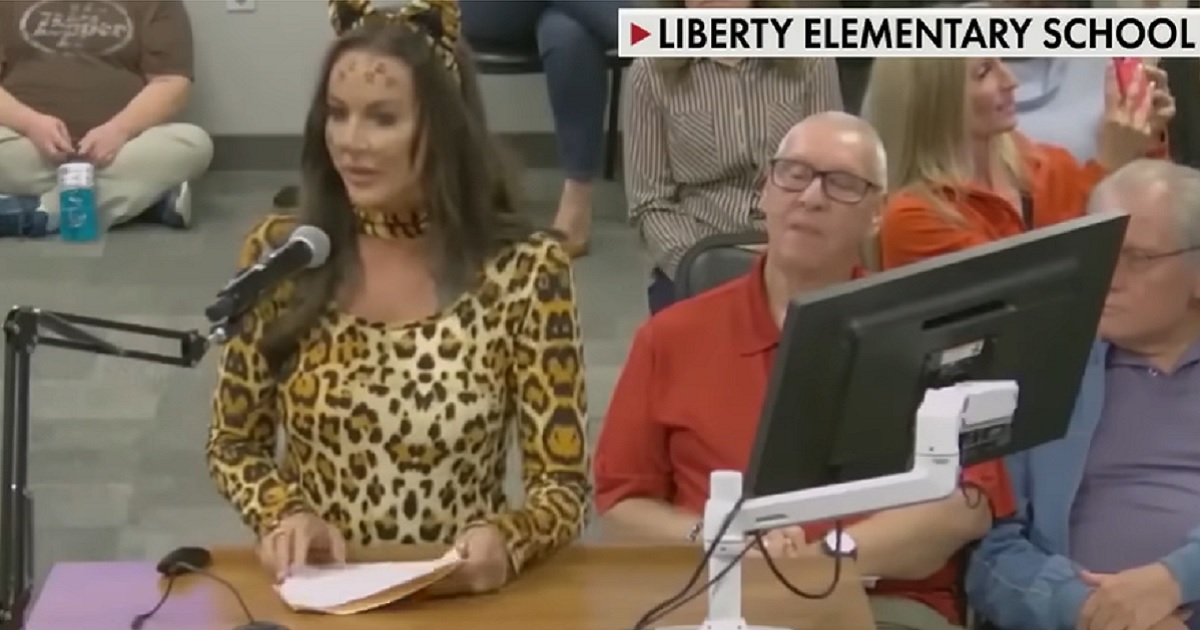 Lindsey Graham, a mother and activist, wears a cat costume to a school board meeting in Arizona in November.