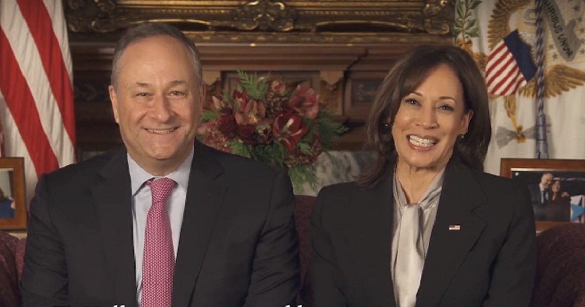 Vice President Kamala Harris and her husband, Doug Emhoff, in a video saluting Kwanzaa.