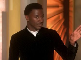 Host Jerrod Carmichael kicks off the Golden Globe awards telecast on Tuesday.