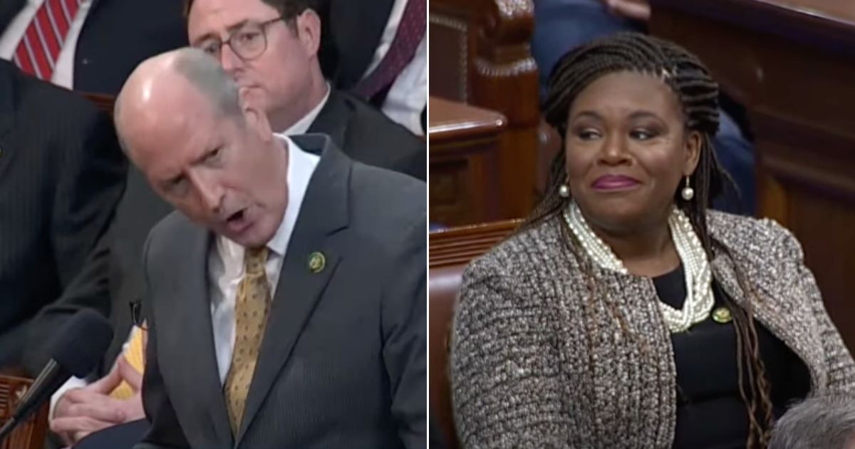 North Carolina Republican Rep. Dan Bishop, left, called out Missouri Democratic Rep. Cori Bush, right, over her comment about Florida Republican Rep. Byron Donalds.