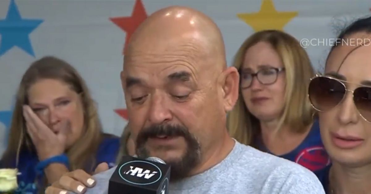 Ernest Ramirez talks about the death of his son during the "Defeat the Mandates Rally" in Los Angeles.