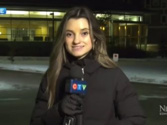 Reporter Jessica Robb having trouble speaking during a live report