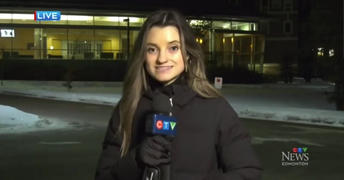 Reporter Jessica Robb having trouble speaking during a live report