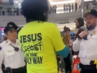 A man is asked to change his shirt in a Bloomington, Minnesota, mall.