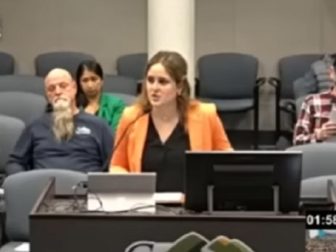 Rebecca Philips, 17, speaks before the Santee, California, city council last week.