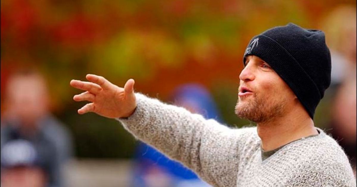 Speaking to a crowd of hundreds of students, Actor Woody Harrelson took center stage at the EMU Ampitheater discoraging students from voting for President George W. Bush. Harrelson was officially attending the event to promote OSPIRG, Environmental issues, and the legalization of Hemp and Marijuana.