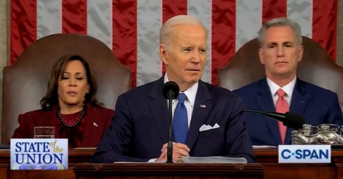 President Joe Biden pauses while being heckled by Republicans during Tuesday's State of the Union address.