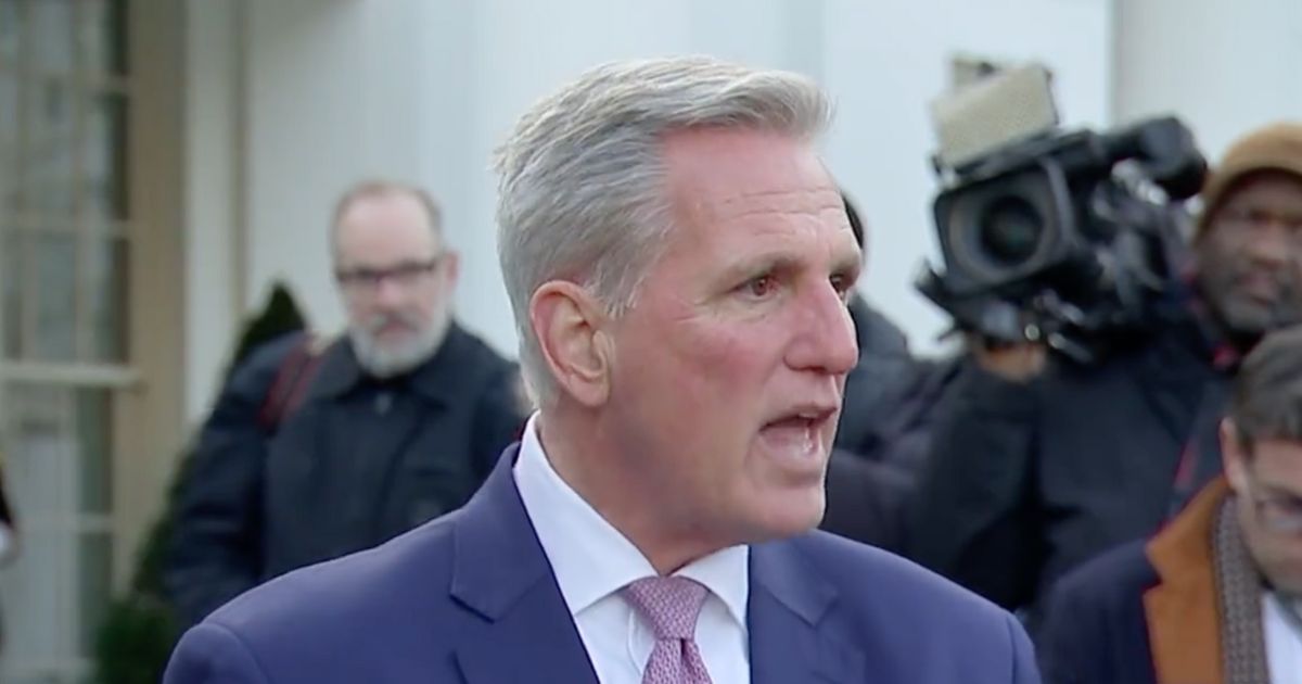 House Speaker Kevin McCarthy speaks to the press after a meeting with President Joe Biden.