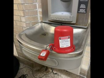 The water fountains at East Palestine High School are locked as worries remain about the health effects of the toxic train derailment.