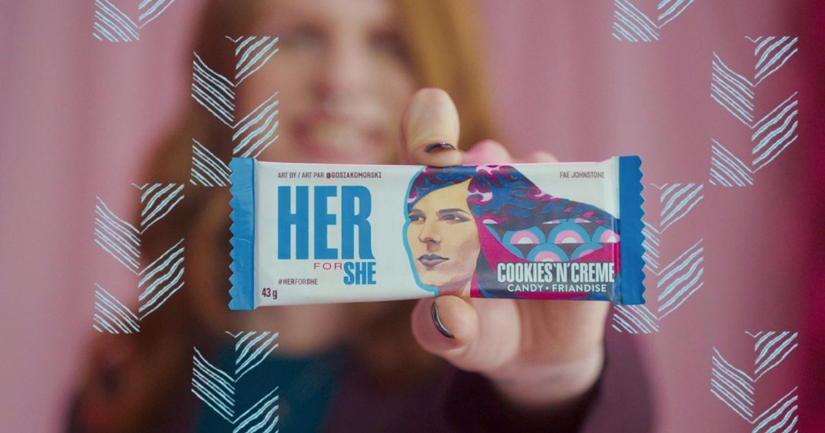 Hershey is featuring Fae Johnstone, a man who poses as a woman, in an advertising campaign celebrating International Women's Day.