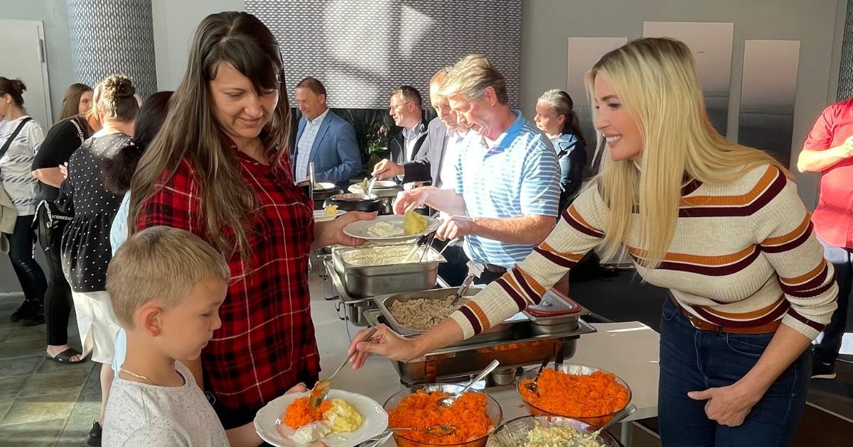 Ivanka Trump serves refugees in Poland in June 2022.