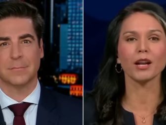 Tulsi Gabbard, right, told Fox News' Jesse Watters that she left the Democratic Party for placing identity politics over character.