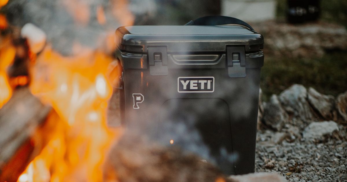 Yeti product at a campfire.