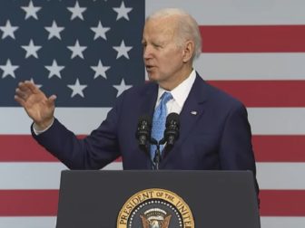 President Joe Biden delivers a speech Tuesday in Virginia Beach, Virginia.