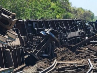 A train derailment in Manatee County, Florida, on Tuesday.