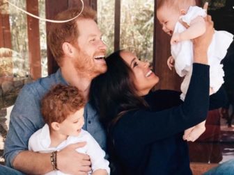 Prince Harry and Meghan are photographed with their two children, Archie and Lilibet.