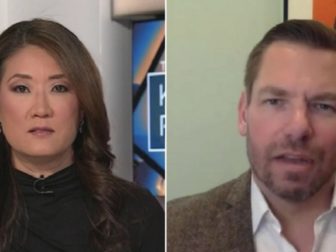 MSNBC host Katie Phang, left; California Democratic Rep. Eric Swalwell, right.