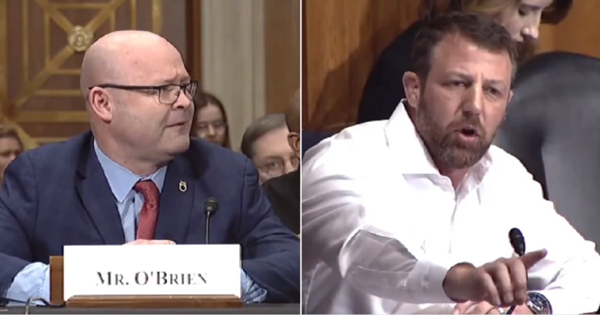 Teamsters President Sean O'Brien, left; Oklahoma Sen. Markwayne Mullin, right.