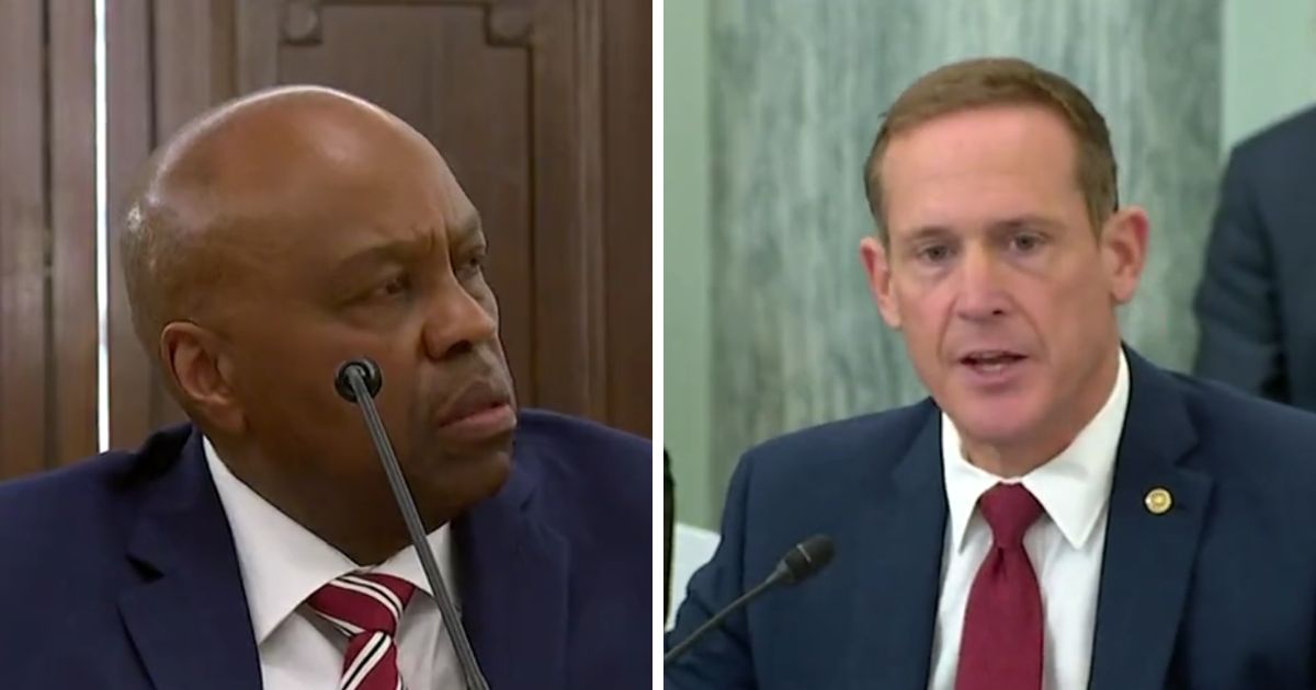 In these Twitter screen shots, Phil Washington (L) is questioned by Sen. Ted Budd (R).