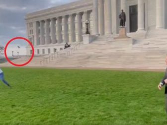 In a video posted on Twitter, Republican Missouri state Sen. Nick Schroer takes aim at a can of Bud Light with a baseball bat.