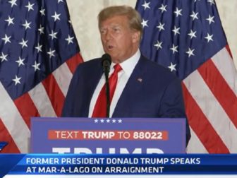 Former President Donald Trump addresses supporters Tuesday at the Mar-a-Lago Club in South Florida.