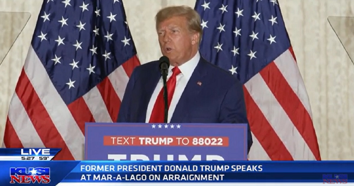 Former President Donald Trump addresses supporters Tuesday at the Mar-a-Lago Club in South Florida.