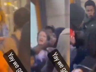 The above stills are from a viral video where a female appears to become engulfed in a mob.