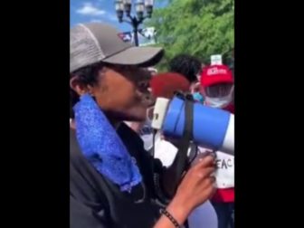 Rep. Justin Jones speaks during a protest.