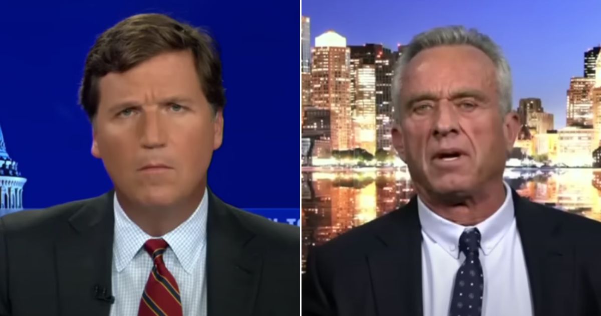 Robert F. Kennedy Jr., right, speaks with Fox News' Tucker Carlson, left, Wednesday regarding inflation and government spending.