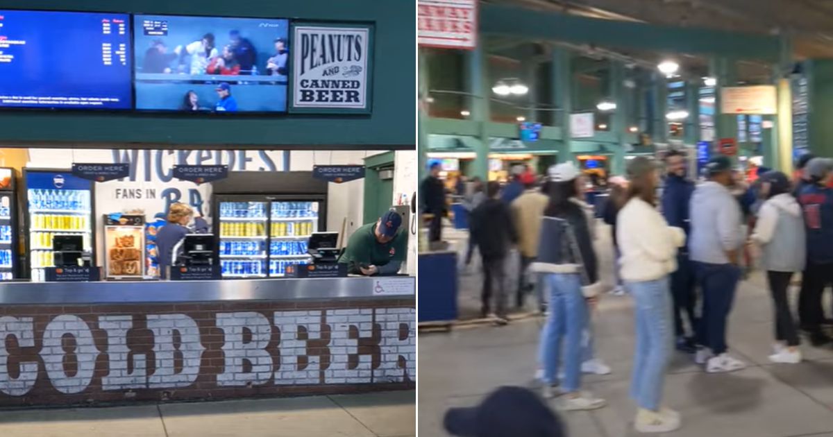 Luis Tejada spotlighted the lack of customers at a Bud Light concession at Fenway Park in Boston compared to the crowd lined up at the adjacent stand.