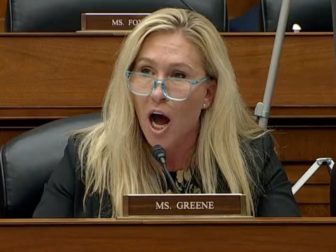 Republican Rep. Marjorie Taylor Greene of Georgia speaks during a House committee hearing Tuesday.