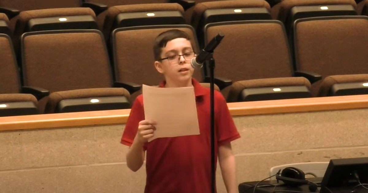 Liam Morrison, a seventh-grader at Nichols Middle School in Middleborough, Massachusetts, speaks at a meeting of the Middleborough School Committee on April 13.