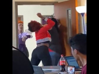 A student attacks a teacher at Heritage High School in Conyers, Georgia.