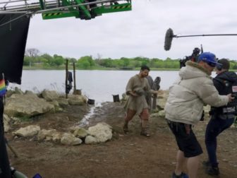 An LGBT flag is seen on the set of "The Chosen."