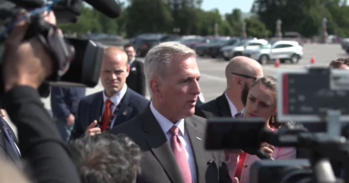 Speaker Kevin McCarthy talks to reporters about the debt crisis.