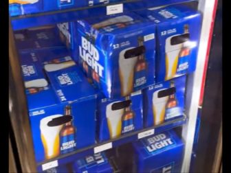 Cases of Bud Light are seen on shelves at a store in Bowling Green, Kentucky.