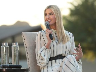 Advisor to the President Ivanka Trump speaking with supporters at a campaign event at Mountain Shadows Resort Scottsdale in Paradise Valley, Arizona.