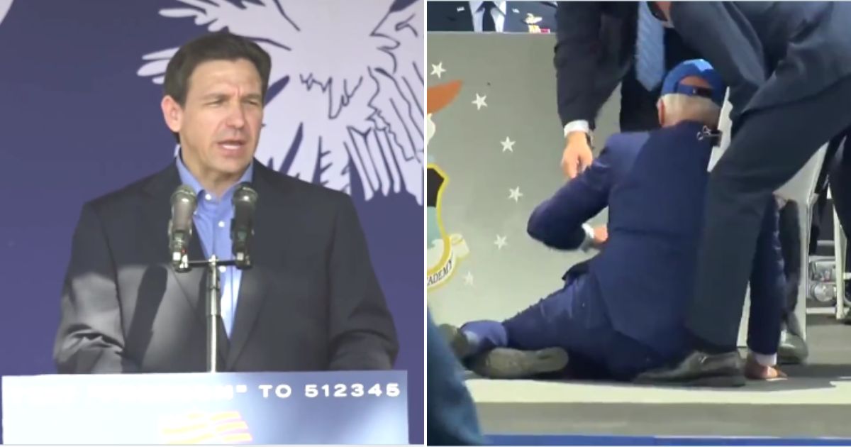 GOP Florida Gov. Ron DeSantis argued Friday that President Joe Biden falling at the Air Force Academy graduation is symbolic of the condition of the United States.