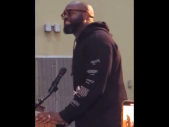 Pastor John K. Amanchukwu Sr. speaks during a meeting of the Roxbury, New Jersey, school board.