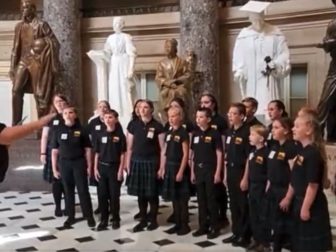 Rushingbrook Children's Choir sings the National Anthem in the Capitol last week.