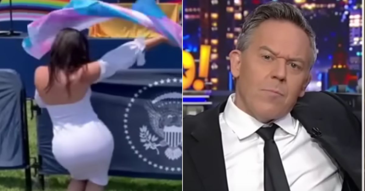 Fox News host Greg Gutfeld highlights a transgender activist going topless at a White House "pride" event on "Gutfeld!" on Wednesday.