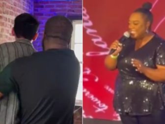 During the singing of the national anthem at a Turning Point USA event in New York City on Saturday, a transgender activist interrupted - yelling "trans lives matter" - and was quickly carried out of the venue.