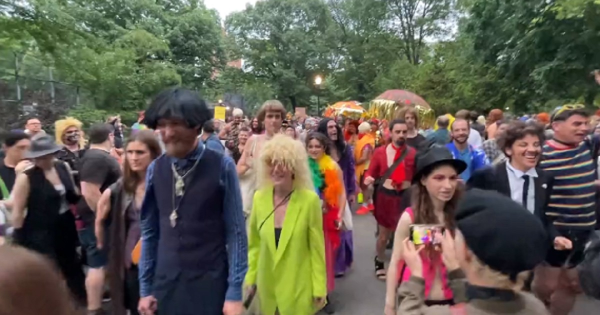 Paraders march in New York City on Friday as part of "pride month."