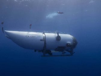 The OceanGate Titan submersible in an underwater shot.