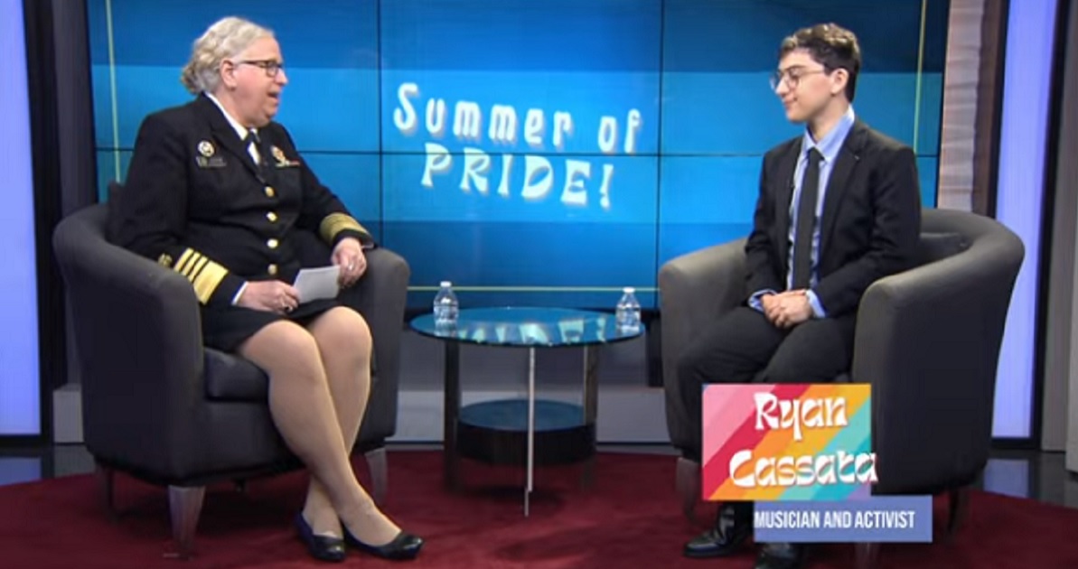 Assistant Secretary for Health Rachel Levine, left, appears on a video with transgender activist Ryan Cassata to celebrate "Summer of Pride."