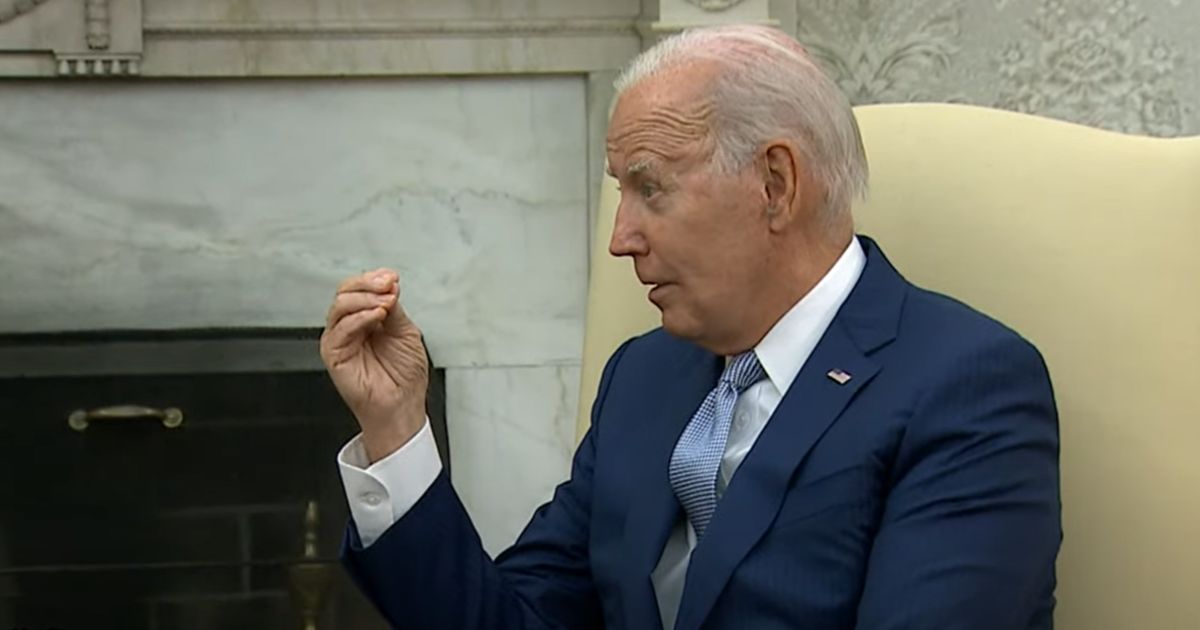 President Joe Biden gestures during his meeting with Italian Prime Minister Giorgia Meloni on Thursday.