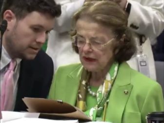 Democratic Sen. Dianne Feinstein required help voting on a bill during a committee hearing on Thursday.